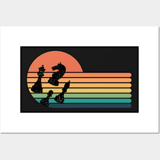 Chess Retro Sunset Posters and Art